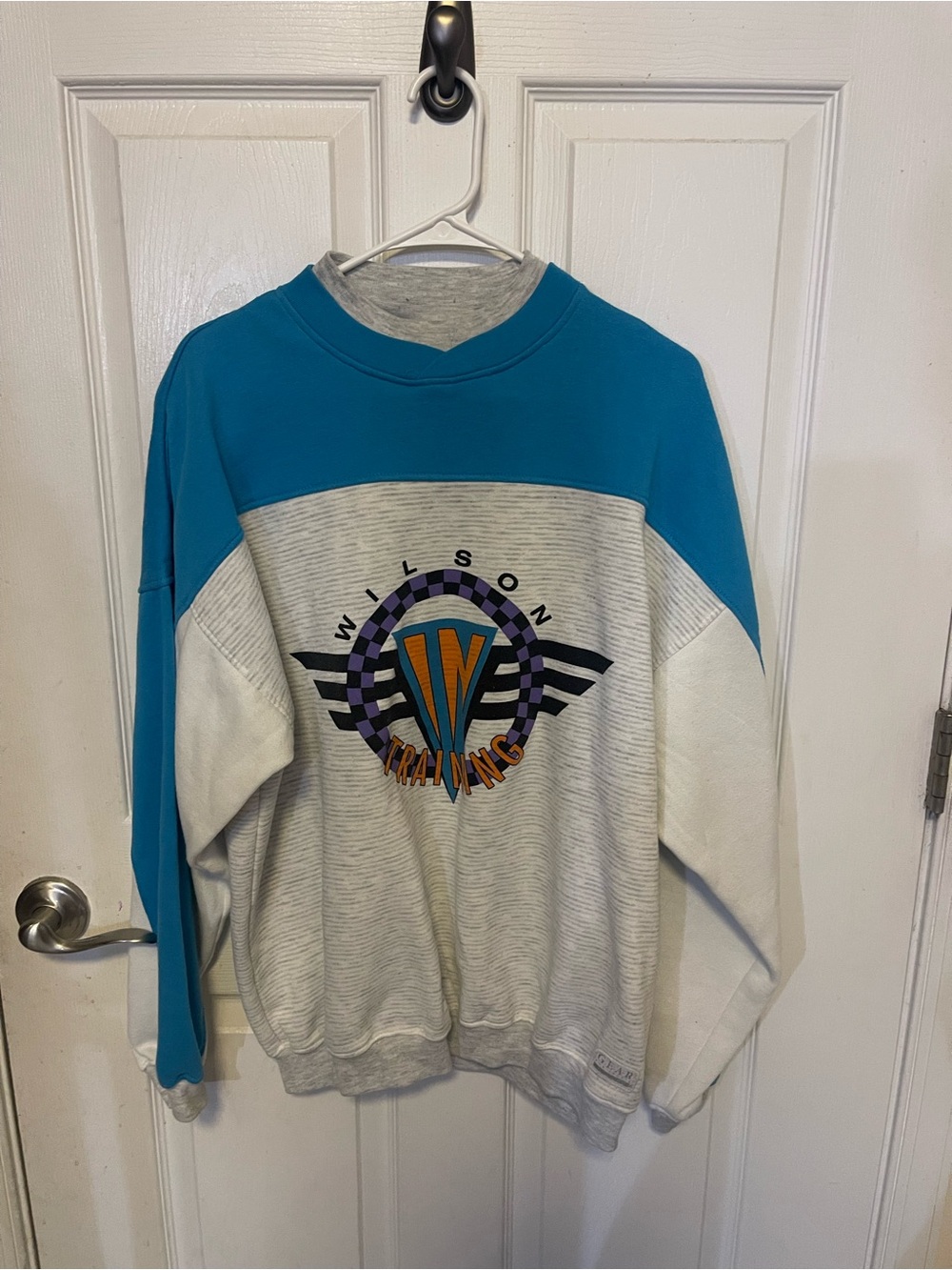 Wilson Teal and Gray Retro Colorblock Sweatshirt